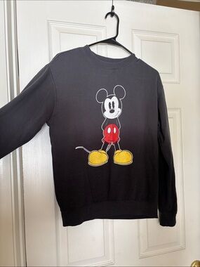 Disney Black Crewneck Sweatshirt with Red & Yellow Mickey Graphic